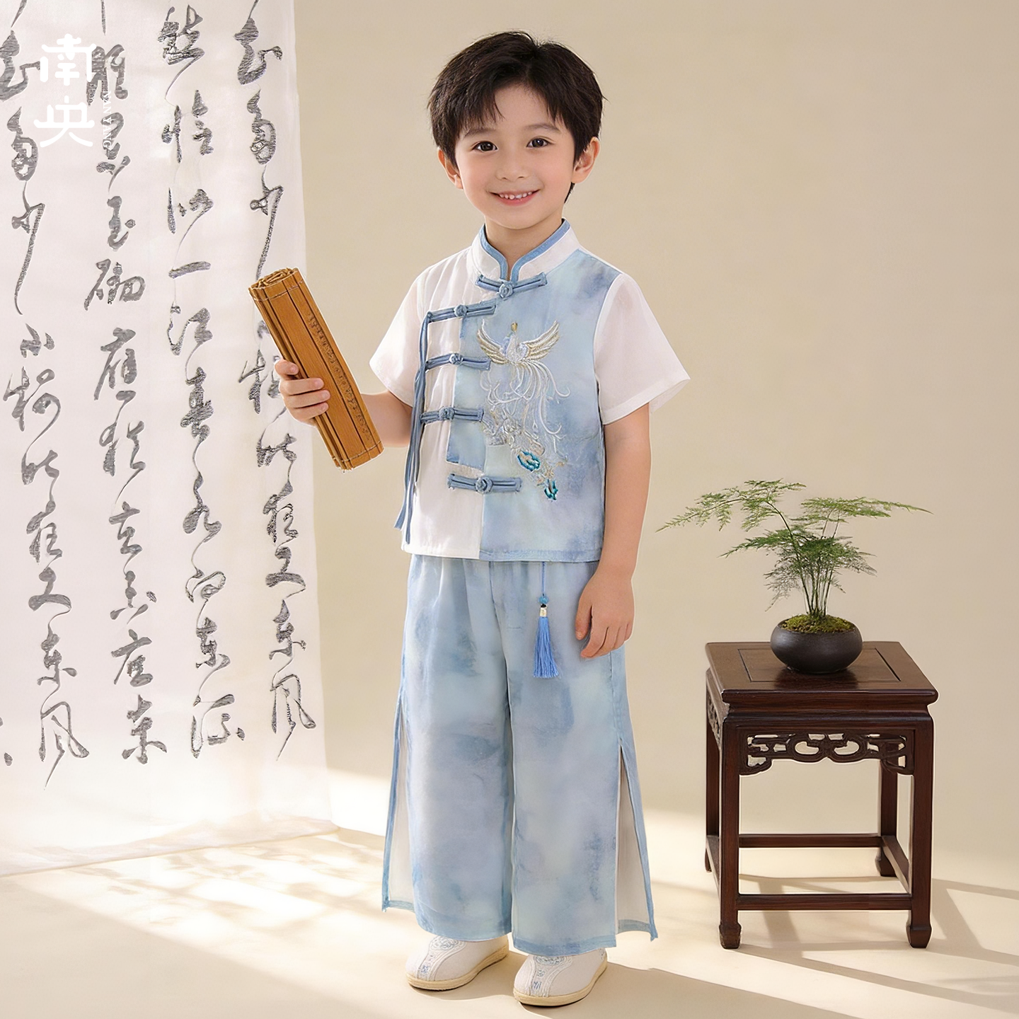 小少爷汉服男童短袖长裤套装夏季新中式儿童唐装宝宝六一演出古装