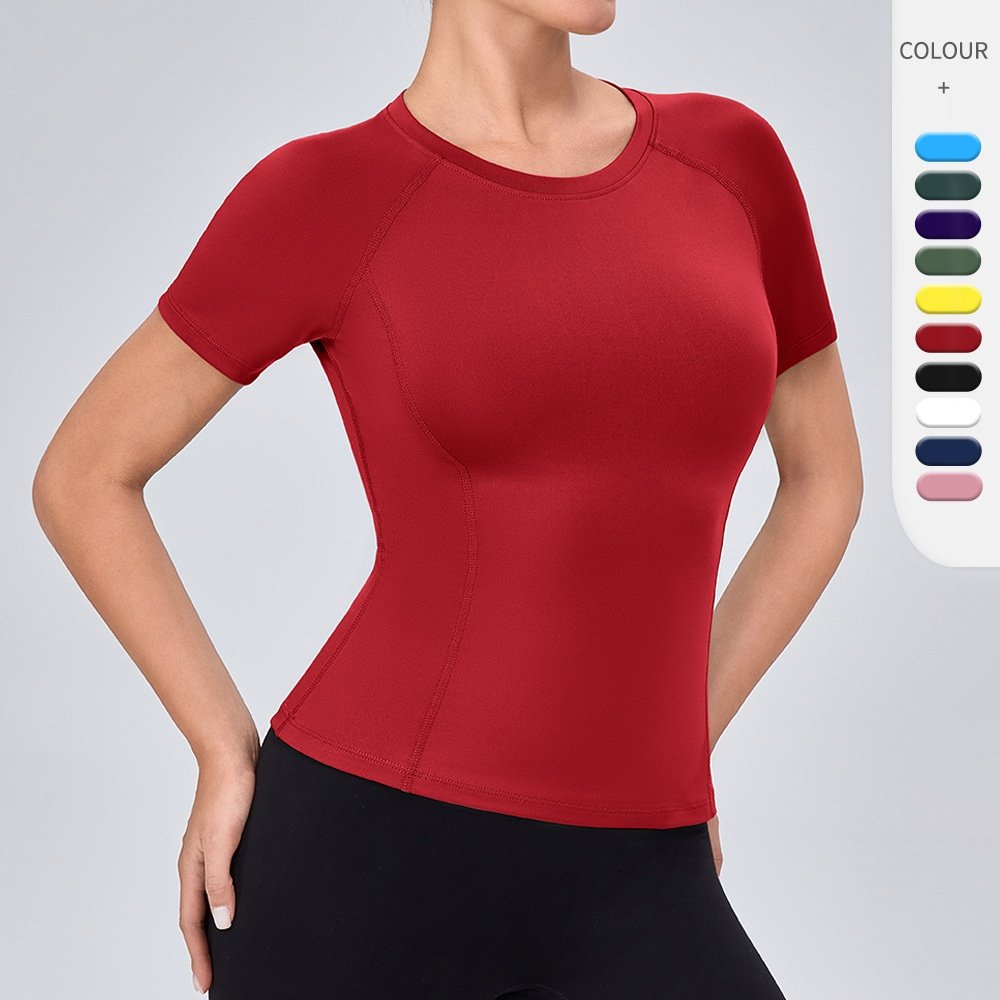 欧美女紧身瑜伽短袖高弹速干健身运动T恤圆领透气显瘦跑步上衣,运动/瑜伽/健身/球迷用品,瑜伽连体衣,淘宝优惠券,粉丝福利购,淘宝优惠卷