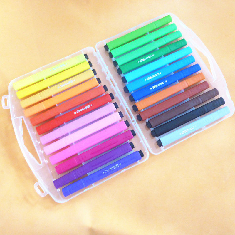 三角水彩笔24色36色二十四色三角杆幼儿园小学生可洗晕染画笔专用