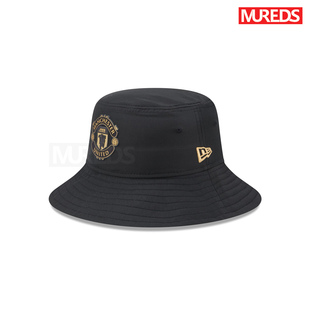 曼联官方球迷周边New Era金色队徽黑色渔夫帽英国代购正品现货