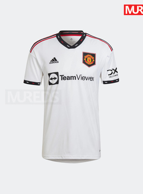 曼联官方正品阿迪达斯22-23赛季客场男子白球迷版短袖球衣H13880