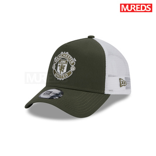 曼联官方New Era可调棒球帽卡车司机风格网眼军绿色英国正品现货