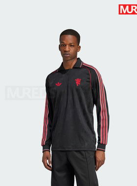 曼联官方正品阿迪达斯三叶草复古足球休闲文化运动长袖球衣IS6522