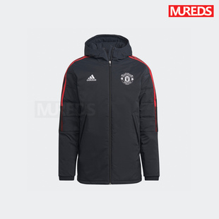 曼联官方正品阿迪达斯adidas球队同款冬季保暖连帽棉服外套GR3811