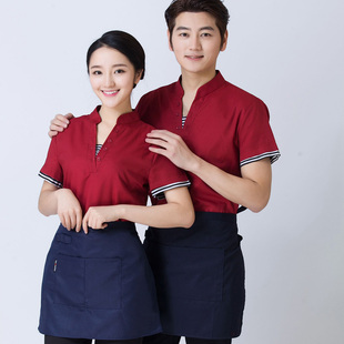 酒店西餐厅咖啡馆工作服夏装快餐火锅店短袖网咖酒吧服务员服装女