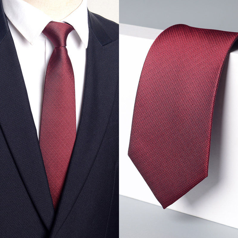 男领带酒红宽士8正装商务上班工作结婚新郎红纯色西服衬衫磨1204k