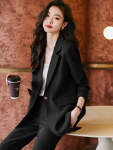 高端大品牌定制轻奢服饰2025春职业正装高级感外套黑色西装套装女