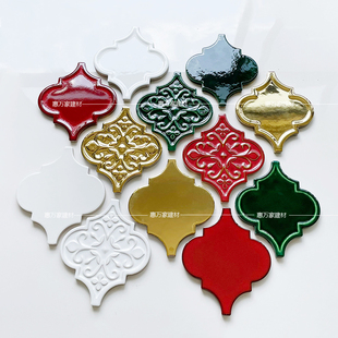 复古红色窑变灯笼手工砖绿色厨房卫生间浴室背景墙砖  金属釉面砖