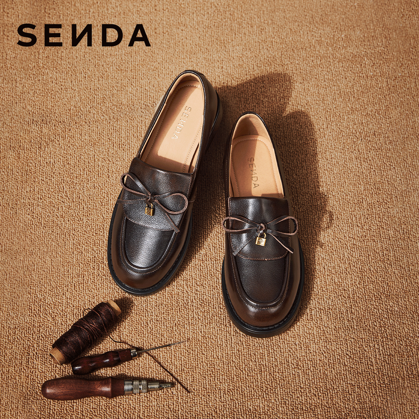 【新品试用】森达羊皮厚底乐福鞋女鞋26春季新款真皮英伦ZTK38BA6