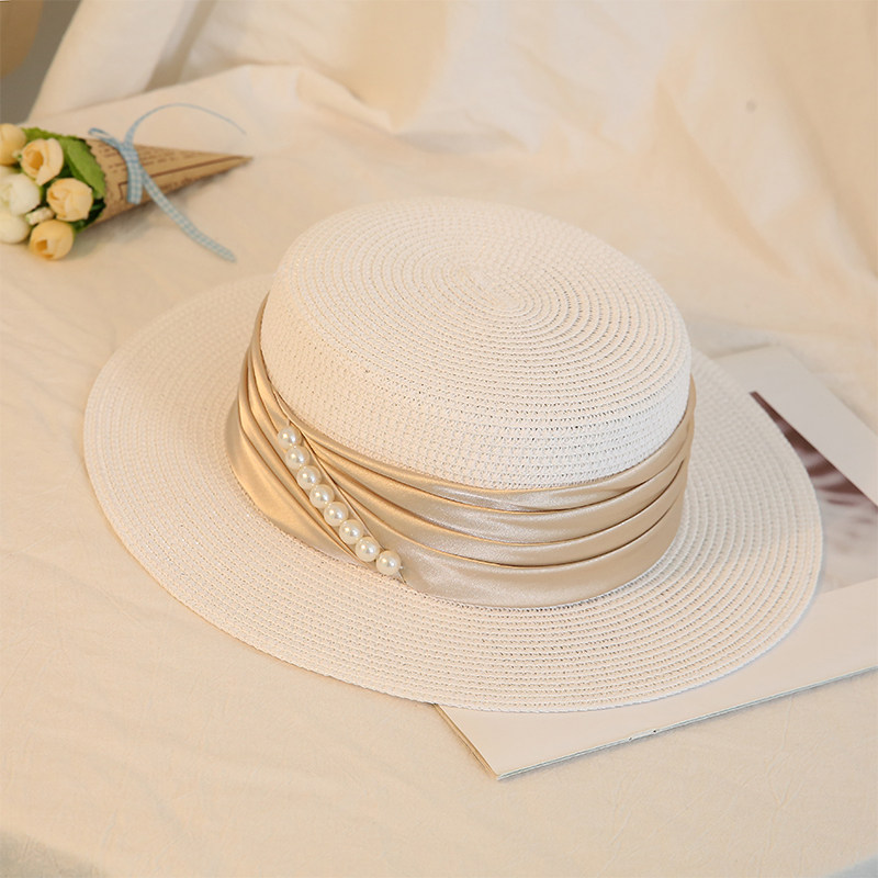 春夏季珍珠平顶帽子女爵士草帽网红出游时尚宽檐遮阳帽英伦礼帽,服饰配件/皮带/帽子/围巾,帽子,淘宝优惠券,粉丝福利购,淘宝优惠卷