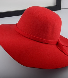 韩版毛呢防晒大沿帽黑色帽子女太阳帽礼帽女夏季遮阳帽韩国潮英伦