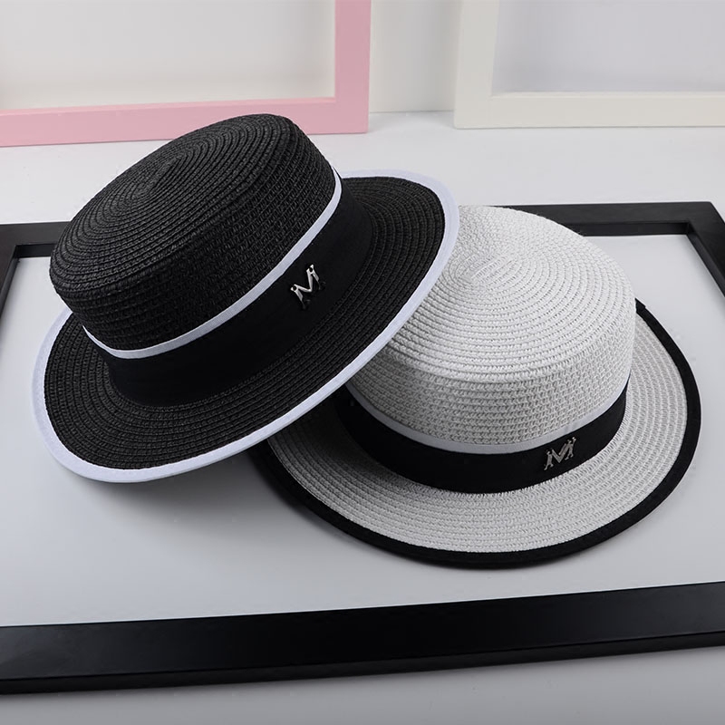 韩版潮男女夏季黑色帽子遮阳草帽