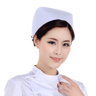护士帽白色美容卫生帽医师帽职业工作帽子加厚燕尾帽粉蓝色横斜杠