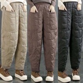 轻薄可机洗女裤 棉裤 加厚保暖棉裤 女高腰显瘦休闲裤 女外穿新款 冬季