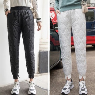 轻薄羽绒棉裤 大码 女外穿新款 小脚保暖裤 高腰加厚休闲时尚 2024冬季