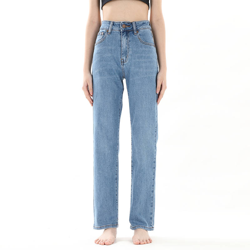 垂感阔拖地裤宽松高腰直筒牛仔裤