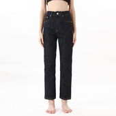 女2025新款 gpod BEFR质感原浆丹宁宽松bf风阔腿高腰小直筒牛仔裤