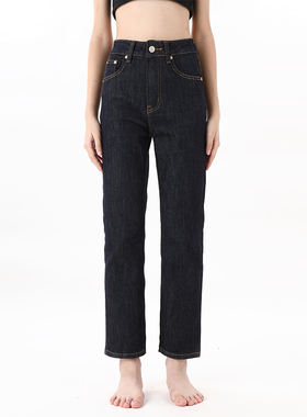 gpod BEFR质感原浆丹宁宽松bf风阔腿高腰小直筒牛仔裤女2025新款2