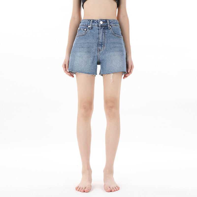 阔腿水洗A字高腰牛仔短裤热裤女