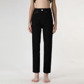 女2025新款 小直筒阔腿牛仔裤 BEFR水洗黑色显瘦高腰宽松长裤 gpod