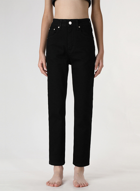 gpod BEFR水洗黑色显瘦高腰宽松长裤小直筒阔腿牛仔裤女2025新款2