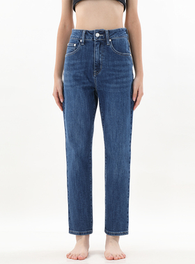 gpod IUPL宽松阔腿垂感深蓝复古高腰小直筒男友牛仔裤女2025新款3