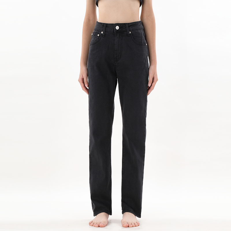 烟灰炭黑色阔腿裤长裤薄款牛仔裤