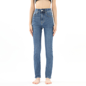 铅笔裤 女2025冬新款 修身 法式 gpod 小直筒裤 vgoze深蓝高腰牛仔裤