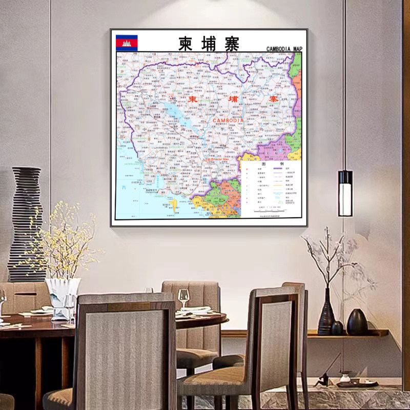 新款柬埔寨背景带外框定制装饰画