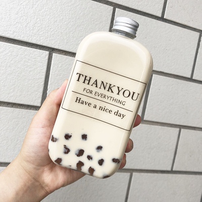 INS网红奶茶杯饮料瓶贴纸Thankyou不干胶标签透明装饰烘焙封口贴