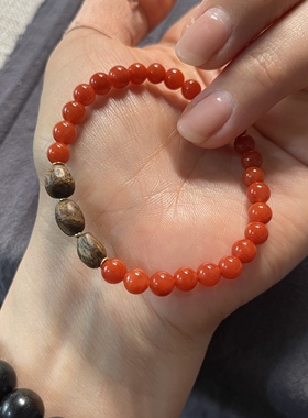 原创设计精品高货天然锦红南红豆丁奇楠沉香手串