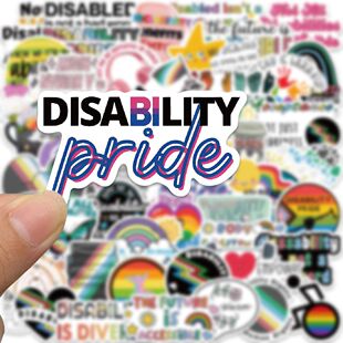 50张Disability 贴纸以障碍为傲英语文字小众装饰防水贴画