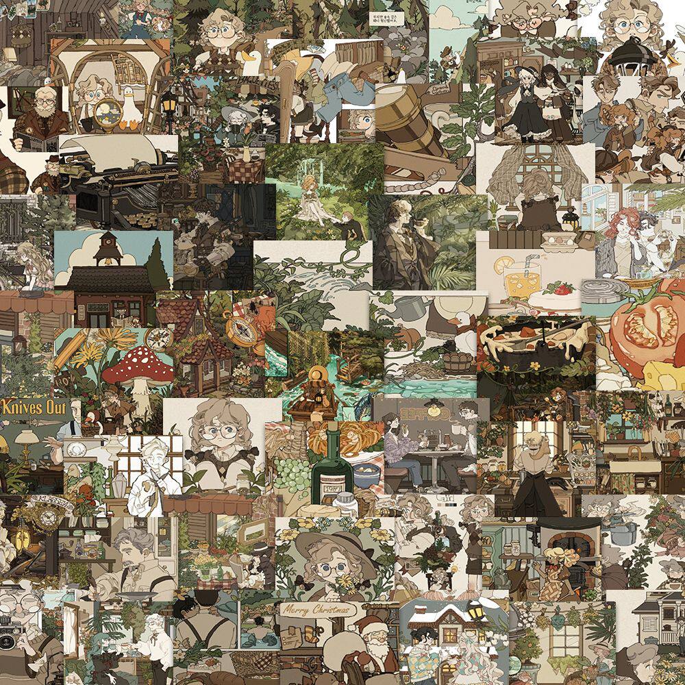 124张复古童话世界复古贴纸文艺ins风高颜值手机壳笔记本装饰贴画