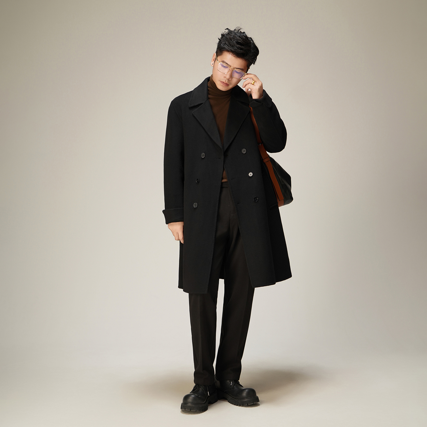 【PEICHUAN】毛呢大衣男中长款冬季加厚韩版潮流呢子风衣羊毛外套