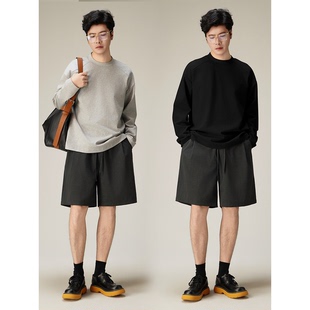 男士 短裤 直筒休闲男士 宽松垂感松紧腰通勤五分裤 PEICHUAN