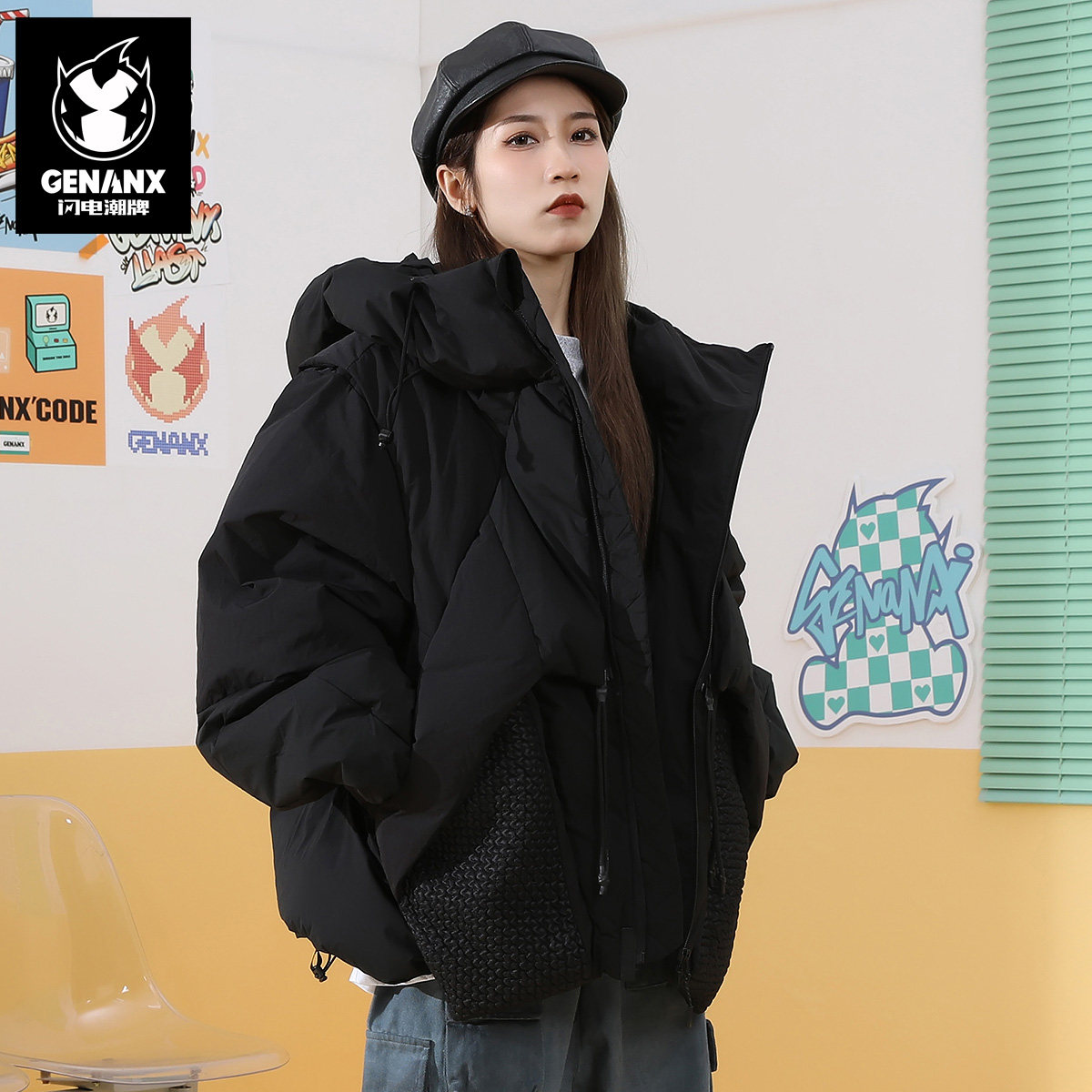 GENANX闪电潮牌冬季羽绒服外套潮流新款入秋轻奢高级感穿搭男女装