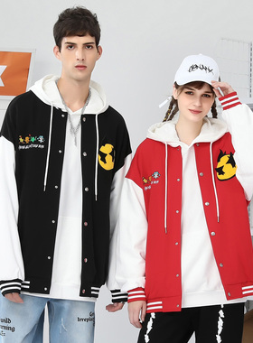 GENANX闪电潮牌情侣夹克 vintage刺绣印花秋冬红色棒球服夹克外套