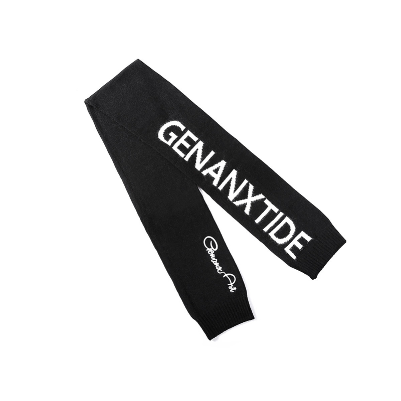 GENANX闪电潮牌简约围巾英文印花嘻哈个性时尚冬季新款围脖男潮流