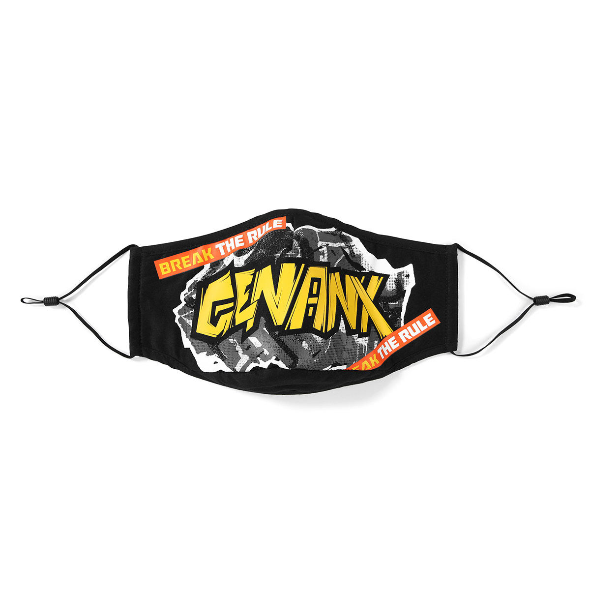 GENANX闪电潮牌黑色口罩炫彩卡通印花hiphop嘻哈个性潮款口罩男女