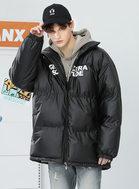 GENANX闪电潮牌冬季新款棉服简约黑色防水面料保暖宽松棉衣外套男