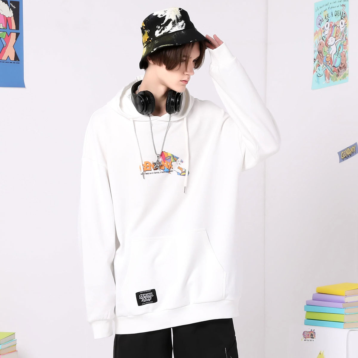 GENANX/闪电潮牌纯棉连帽卫衣