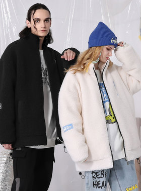 XXGOGO秋冬简约基础款绣花可调节下摆立领宽松长袖棉服男女同款