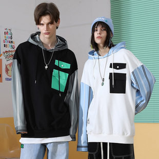 GENANX闪电潮牌春季新款无性别卫衣情侣简约宽松连帽重磅卫衣男女