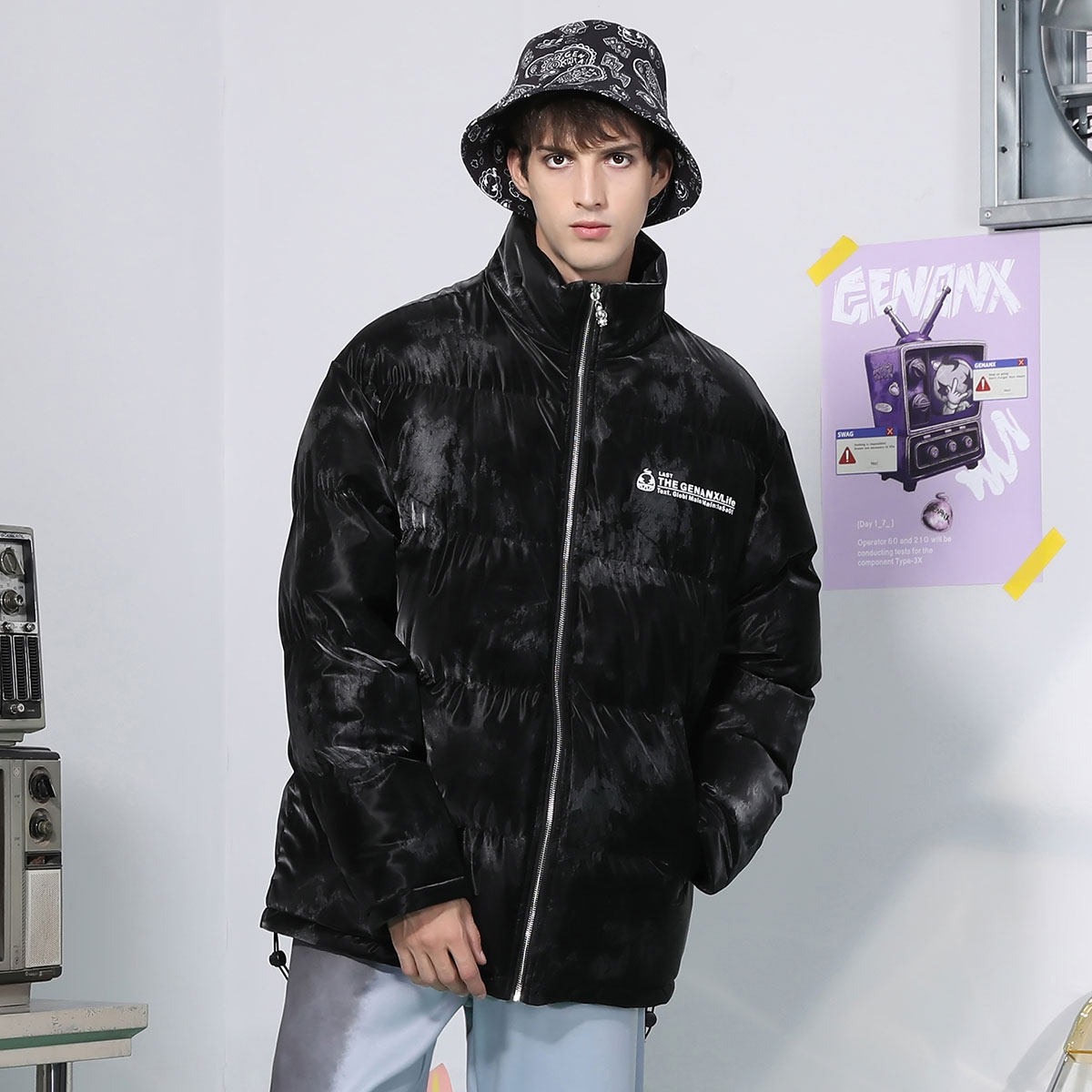 GENANX闪电潮牌黑色羽绒服