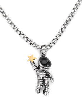 GENANX闪电潮牌摘星宇航员太空人钛钢挂链项链银白色陈珂同款个性