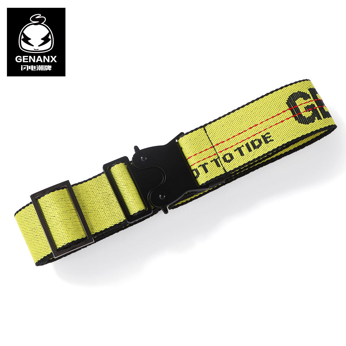 【2021春款】GENANX机能风腰带嘻哈个性英文提花织带工装眼镜蛇扣