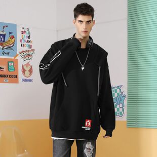 GENANX闪电潮牌新款卫衣重磅加绒无性别连帽卫衣简约宽松潮男女