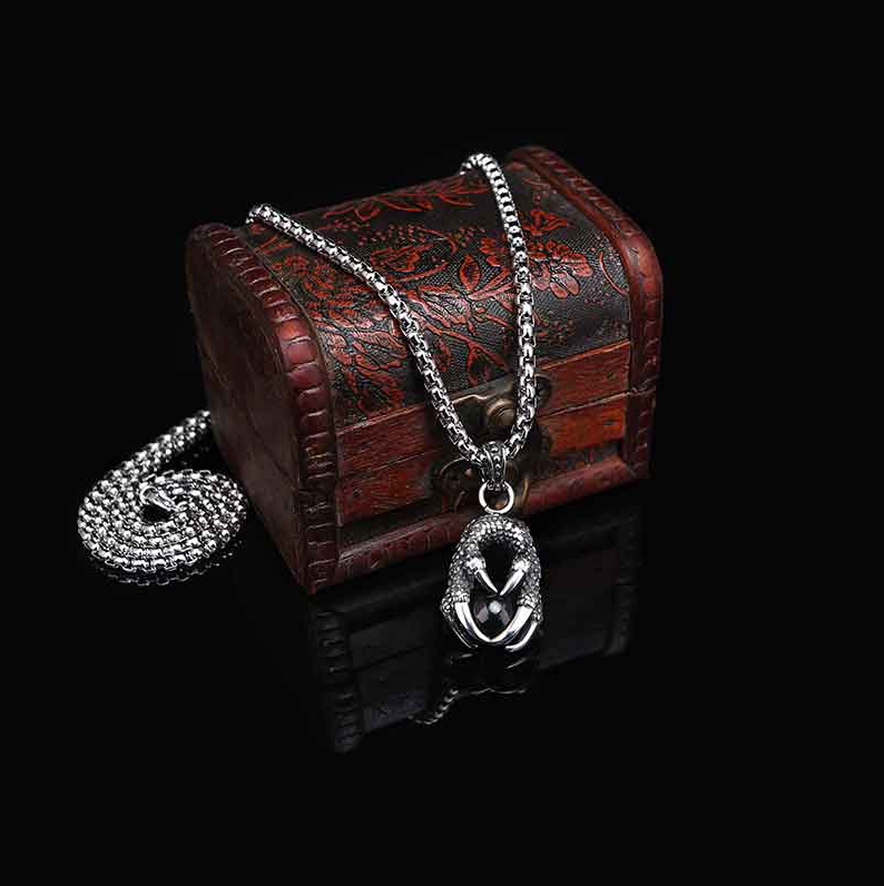 genanx闪电潮牌男士吊坠金属龙爪图案设计动漫风格情侣钛钢项链