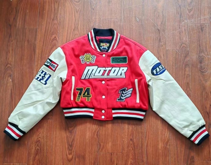 重工刺绣!外贸男女摩托车赛车服骑行服机车服短款夹克休闲棒球服
