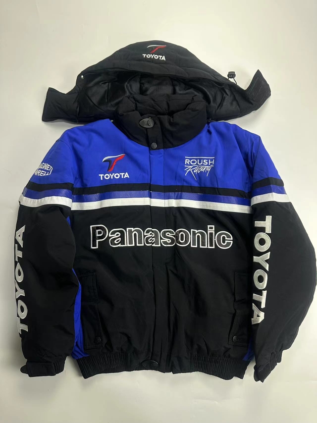外贸男冬季户外防风防水F1赛车服休闲加厚保暖棉衣外套拼色机车服